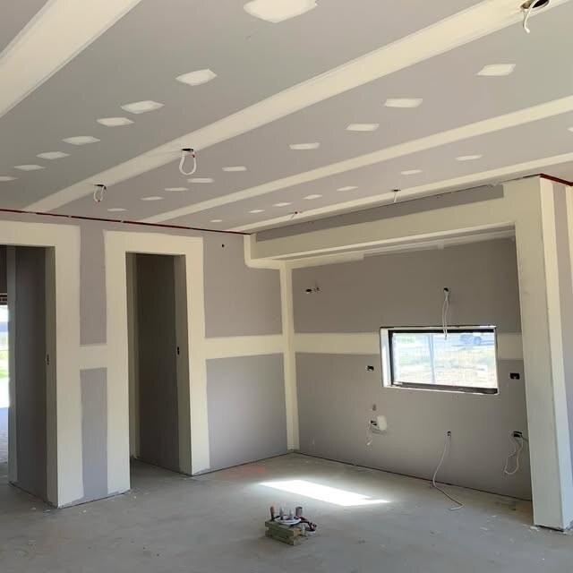 New-build electrical rough-in with ceiling lighting points